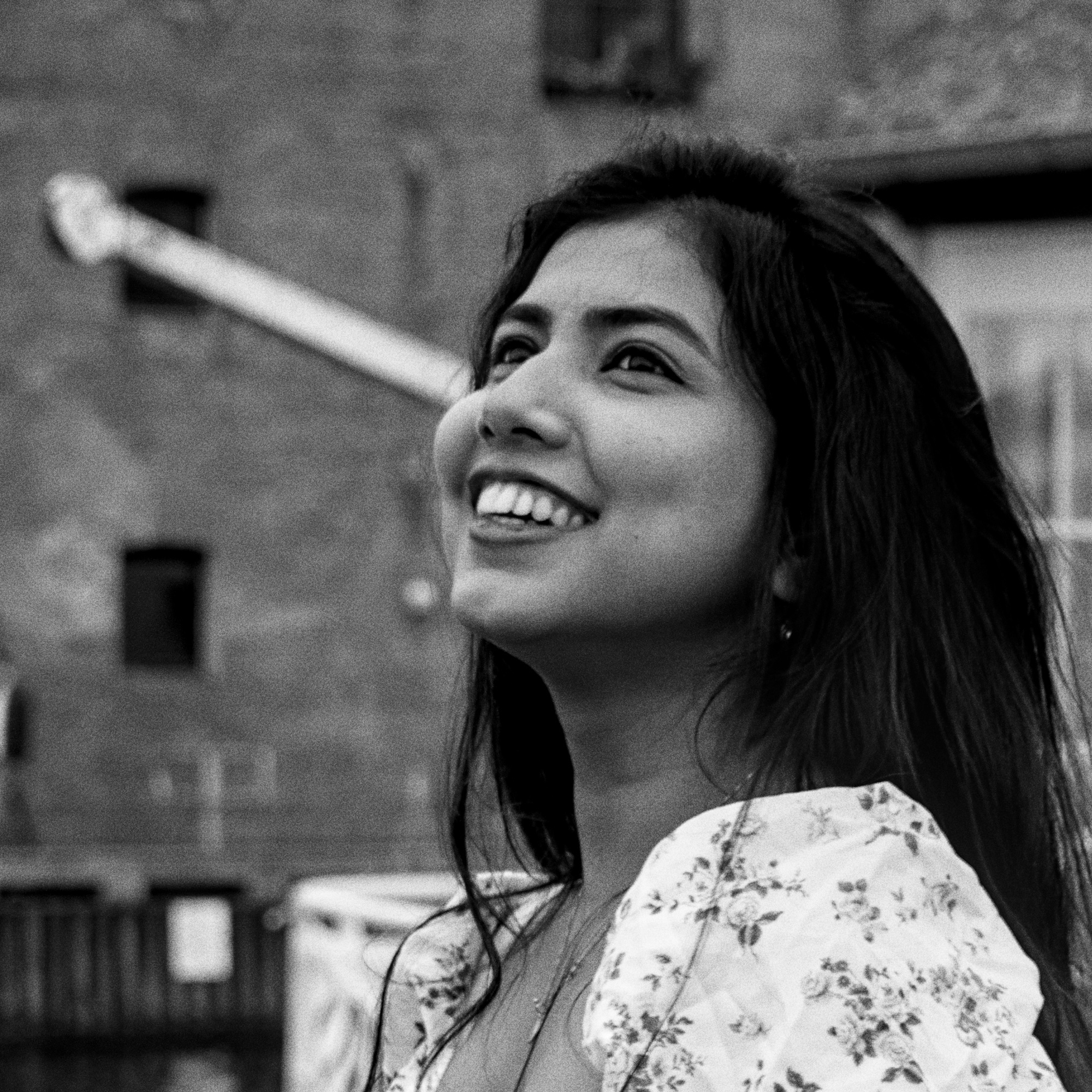 Wedding couple portrait Copenhagen City Hall balcony